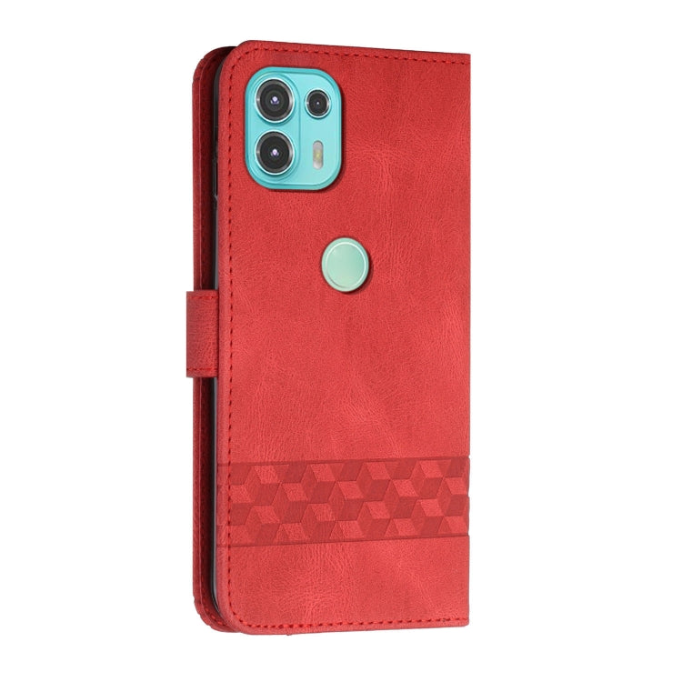 For Motorola Edge 20 Lite Cubic Skin Feel Flip Leather Phone Case