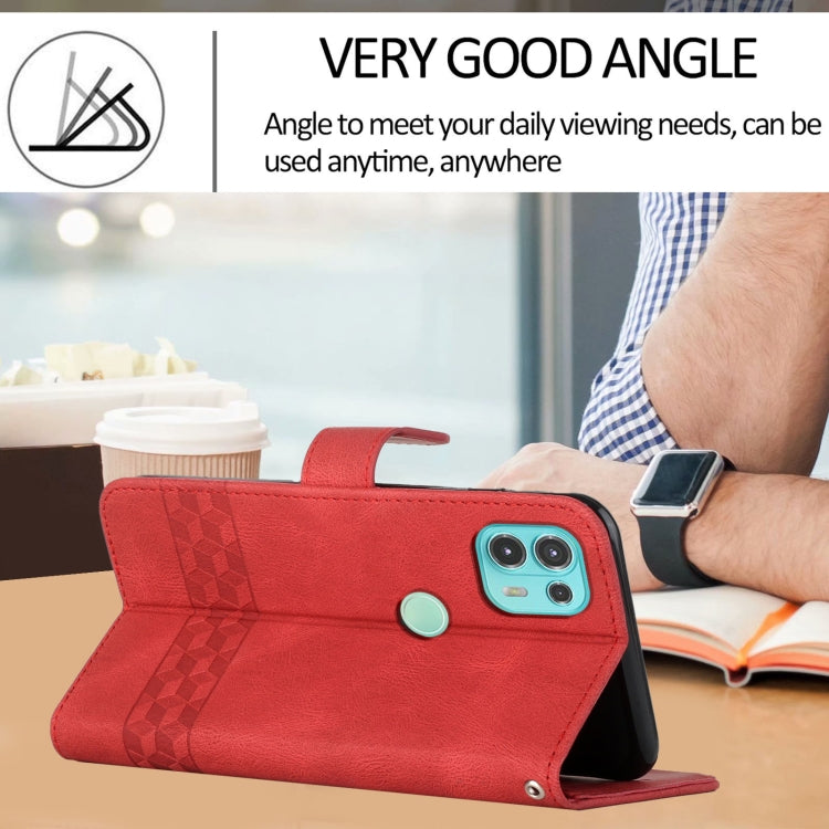 For Motorola Edge 20 Lite Cubic Skin Feel Flip Leather Phone Case