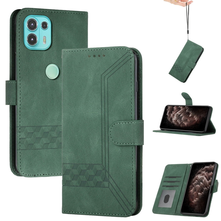 For Motorola Edge 20 Lite Cubic Skin Feel Flip Leather Phone Case