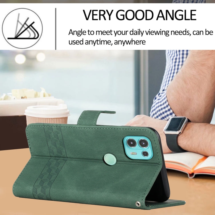 For Motorola Edge 20 Lite Cubic Skin Feel Flip Leather Phone Case