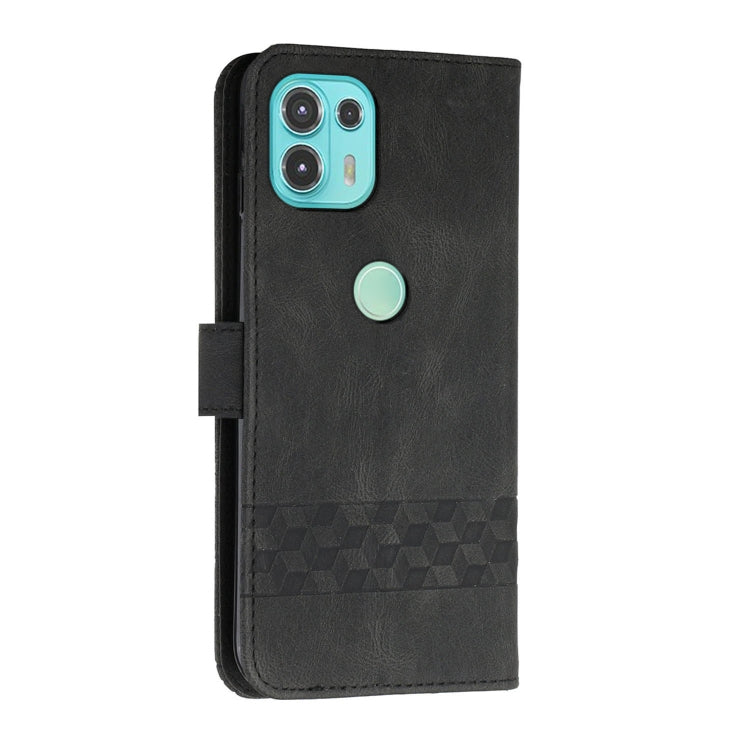 For Motorola Edge 20 Lite Cubic Skin Feel Flip Leather Phone Case