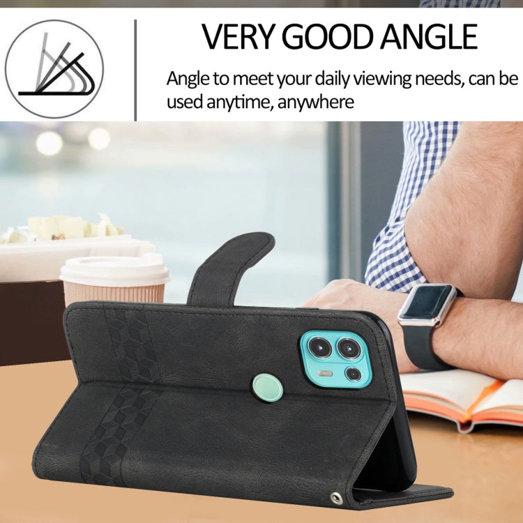 For Motorola Edge 20 Lite Cubic Skin Feel Flip Leather Phone Case