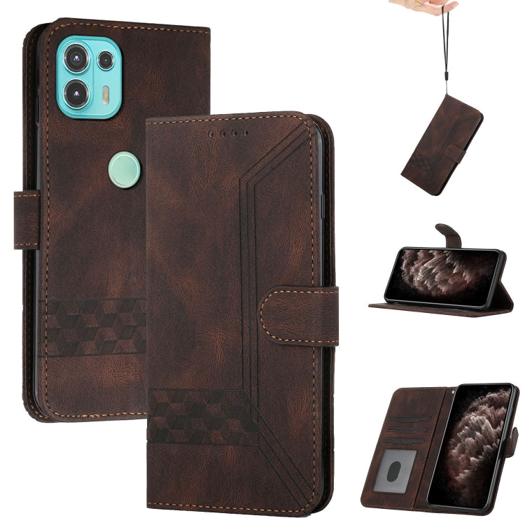 For Motorola Edge 20 Lite Cubic Skin Feel Flip Leather Phone Case