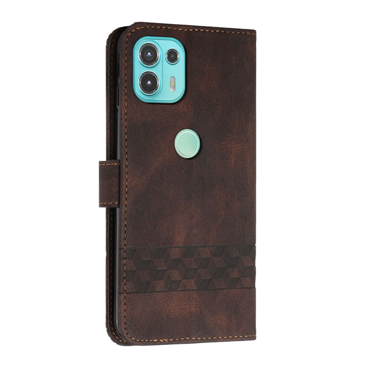 For Motorola Edge 20 Lite Cubic Skin Feel Flip Leather Phone Case