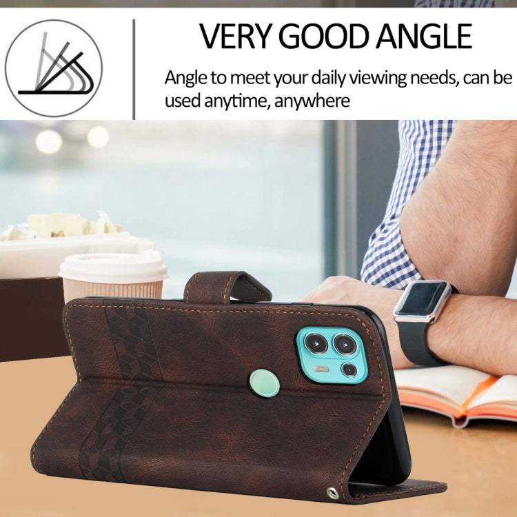 For Motorola Edge 20 Lite Cubic Skin Feel Flip Leather Phone Case