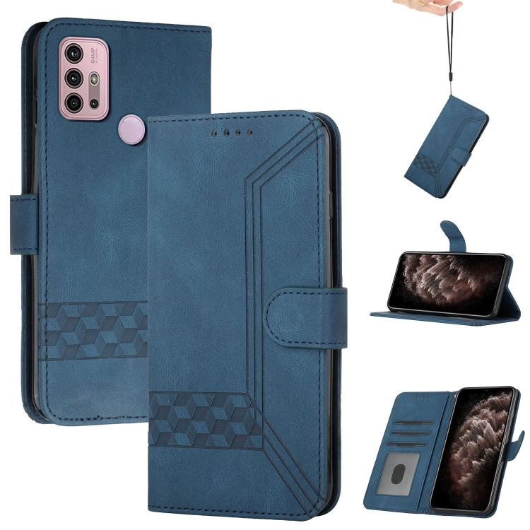 For Motorola Moto G60S Cubic Skin Feel Flip Leather Phone Case