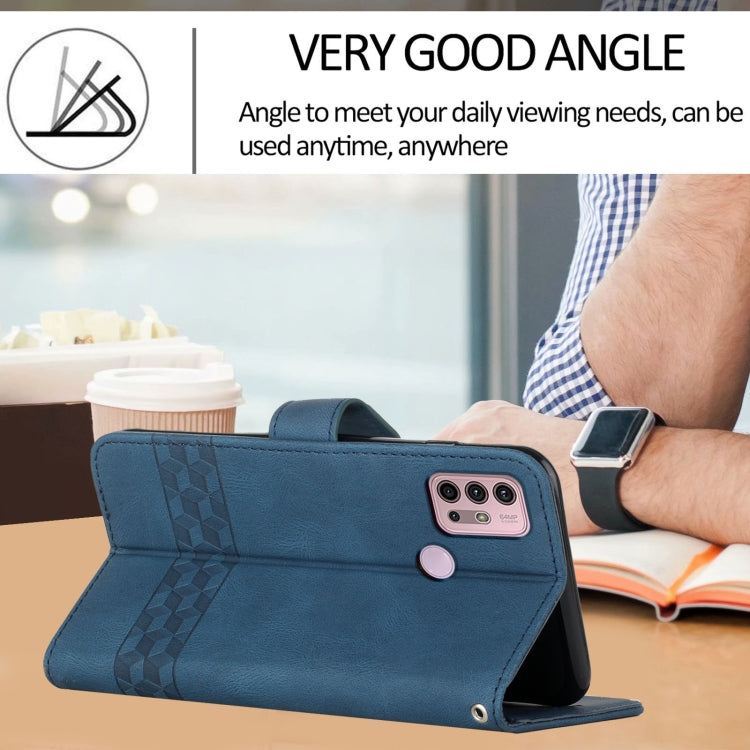 For Motorola Moto G60S Cubic Skin Feel Flip Leather Phone Case