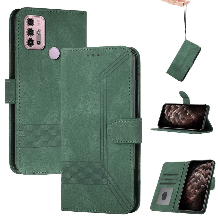 For Motorola Moto G60S Cubic Skin Feel Flip Leather Phone Case