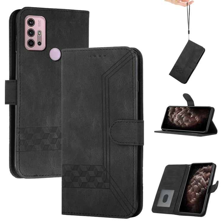 For Motorola Moto G60S Cubic Skin Feel Flip Leather Phone Case