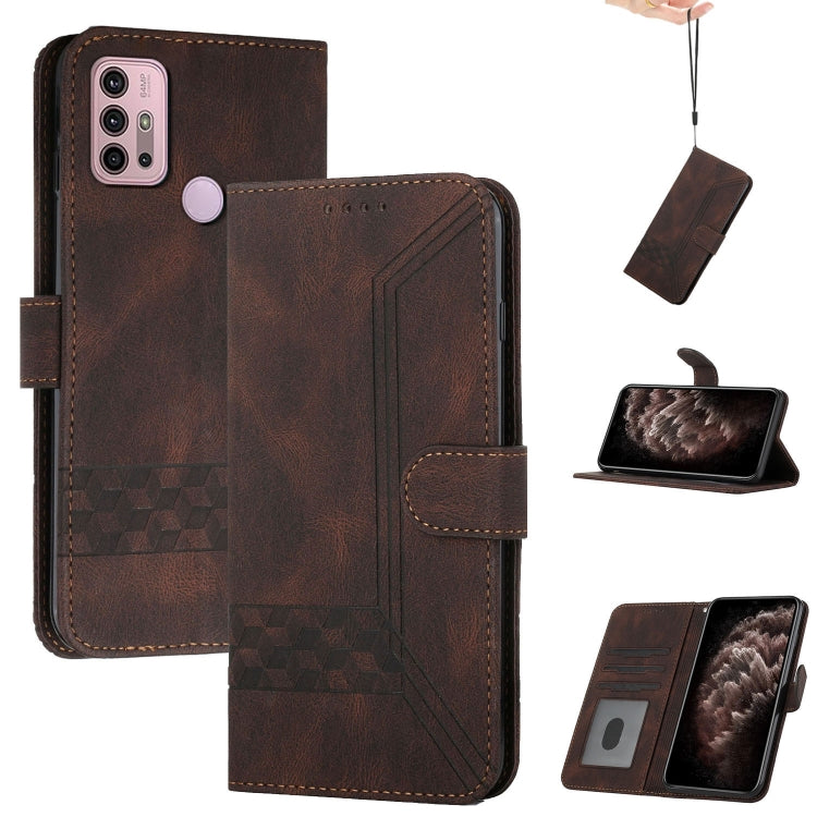 For Motorola Moto G60S Cubic Skin Feel Flip Leather Phone Case
