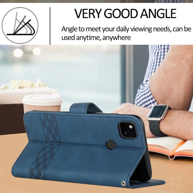 For Google Pixel 4a Cubic Skin Feel Flip Leather Phone Case