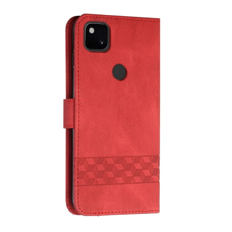 For Google Pixel 4a Cubic Skin Feel Flip Leather Phone Case