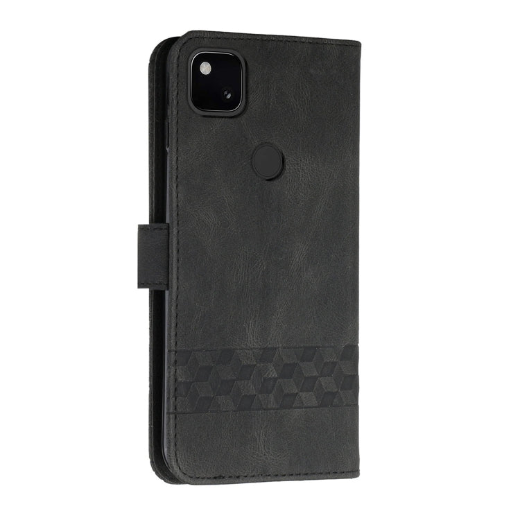 For Google Pixel 4a Cubic Skin Feel Flip Leather Phone Case
