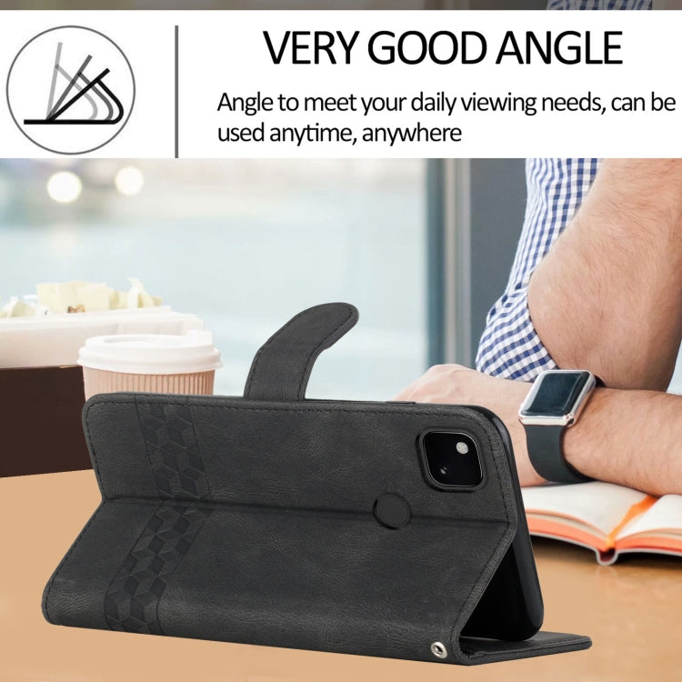 For Google Pixel 4a Cubic Skin Feel Flip Leather Phone Case