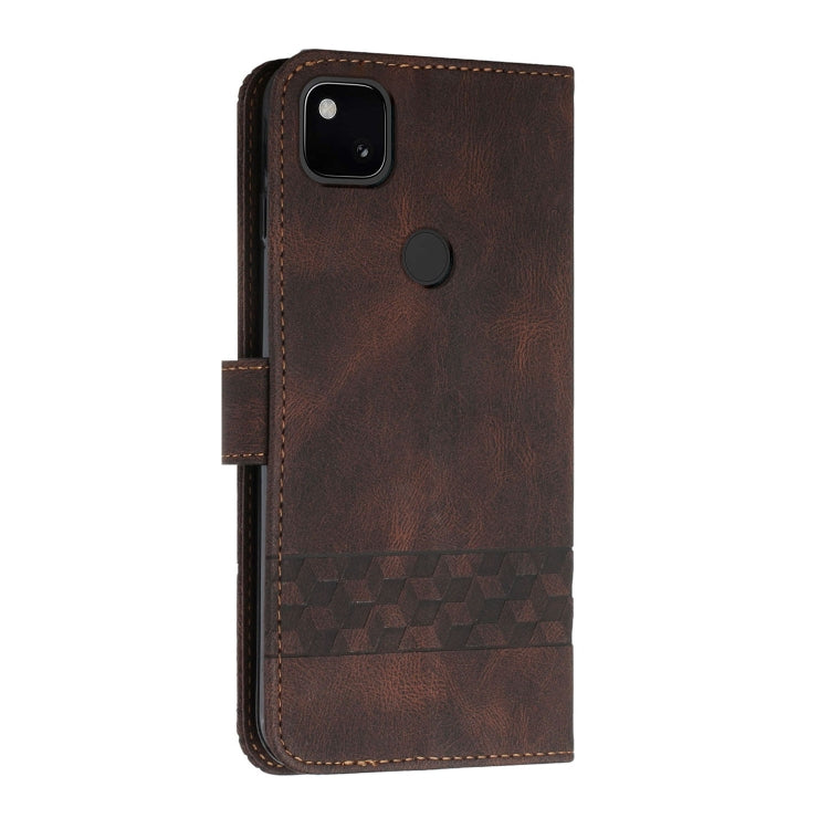 For Google Pixel 4a Cubic Skin Feel Flip Leather Phone Case