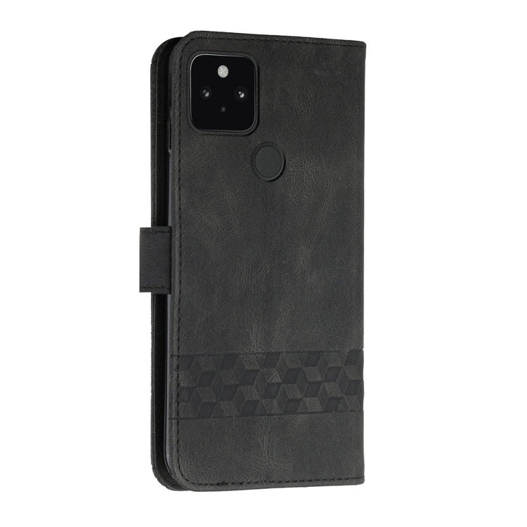 For Google Pixel 5 Cubic Skin Feel Flip Leather Phone Case