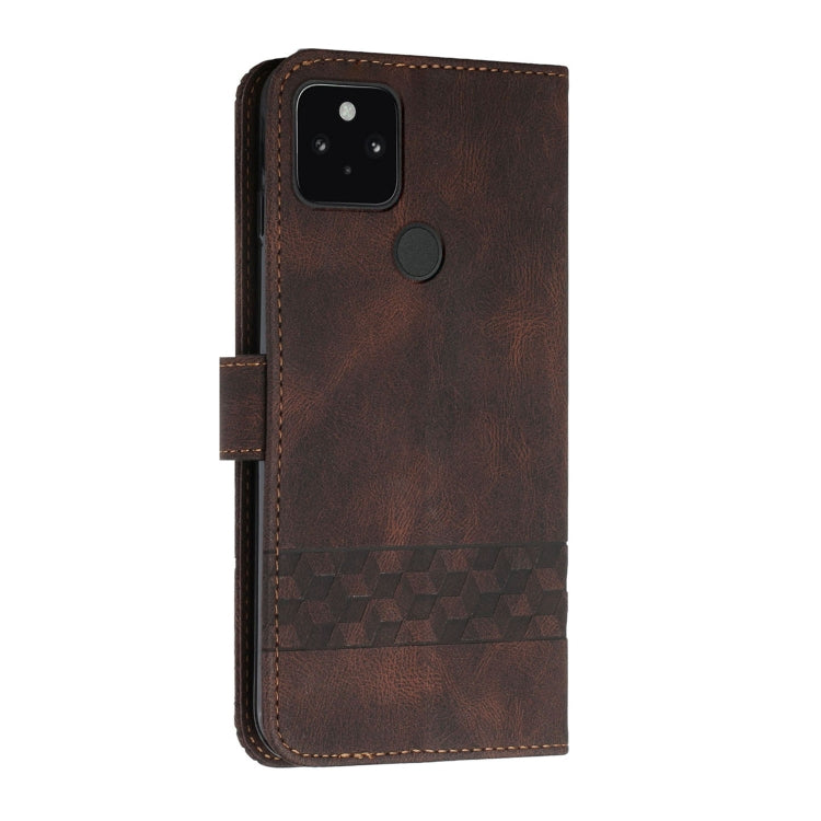 For Google Pixel 5 Cubic Skin Feel Flip Leather Phone Case