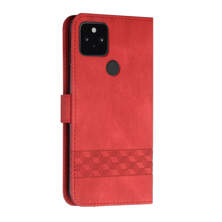 For Google Pixel 5 XL Cubic Skin Feel Flip Leather Phone Case