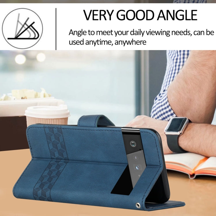 For Google Pixel 6 Cubic Skin Feel Flip Leather Phone Case
