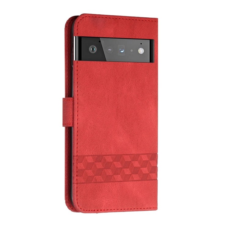 For Google Pixel 6 Cubic Skin Feel Flip Leather Phone Case