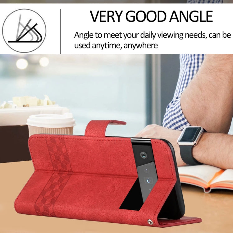 For Google Pixel 6 Cubic Skin Feel Flip Leather Phone Case