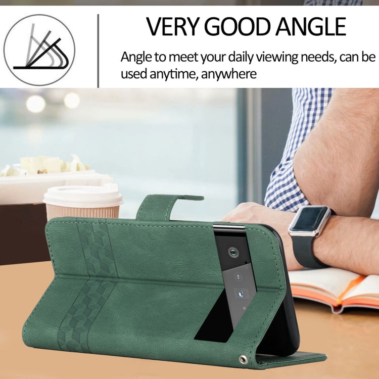 For Google Pixel 6 Cubic Skin Feel Flip Leather Phone Case