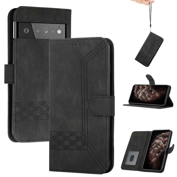 For Google Pixel 6 Cubic Skin Feel Flip Leather Phone Case