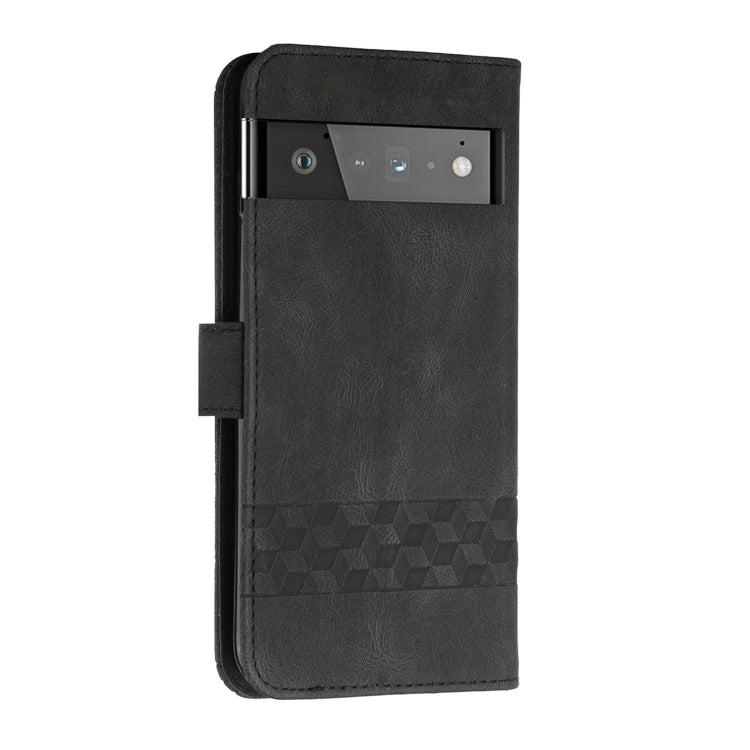 For Google Pixel 6 Cubic Skin Feel Flip Leather Phone Case