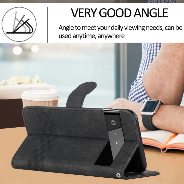 For Google Pixel 6 Cubic Skin Feel Flip Leather Phone Case