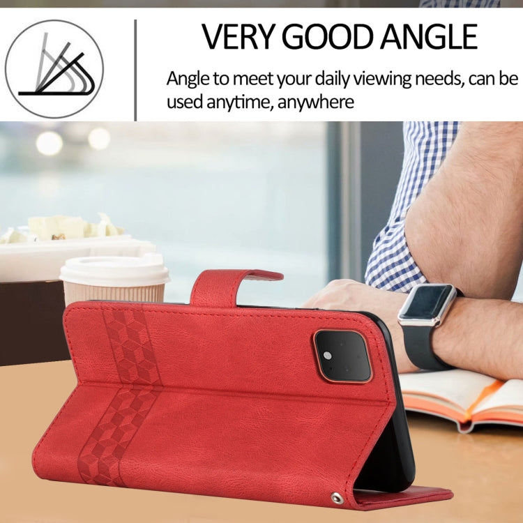 For Google Pixel 4 Cubic Skin Feel Flip Leather Phone Case
