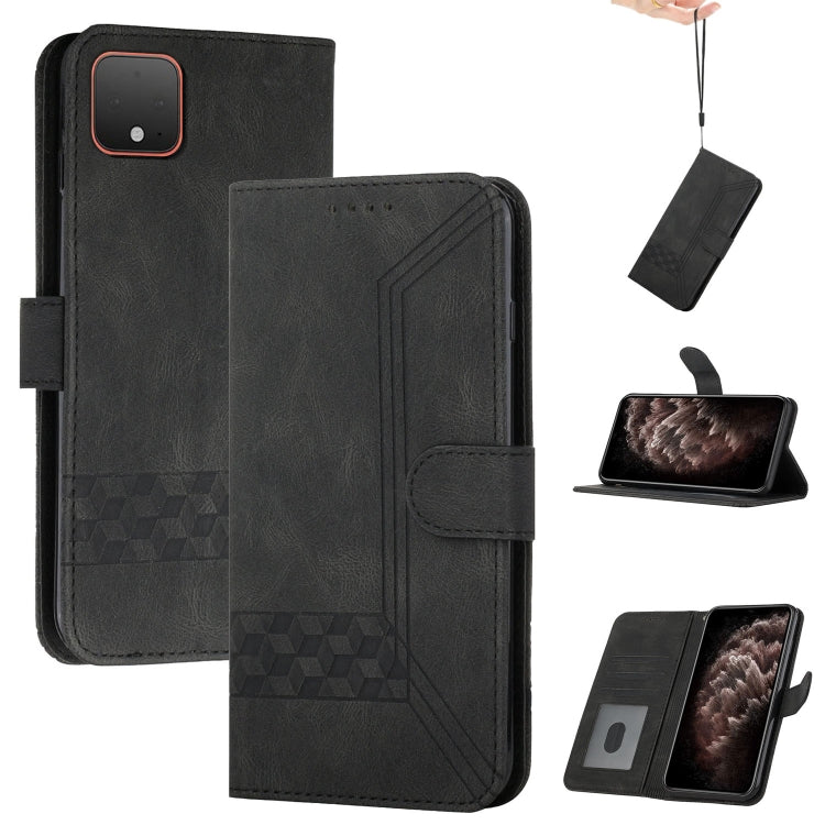 For Google Pixel 4 Cubic Skin Feel Flip Leather Phone Case