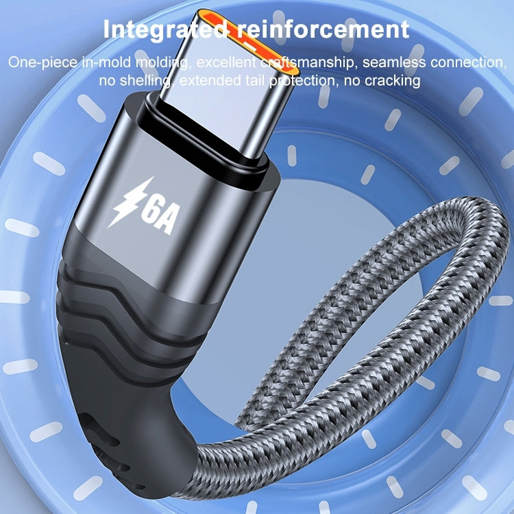 ADC-005 6A USB to USB-C / Type-C Weave Fast Charging Data Cable, Length:0.5m