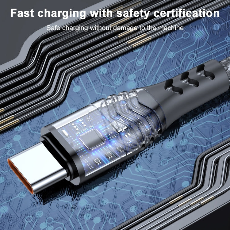 ADC-005 6A USB to USB-C / Type-C Weave Fast Charging Data Cable, Length:0.5m