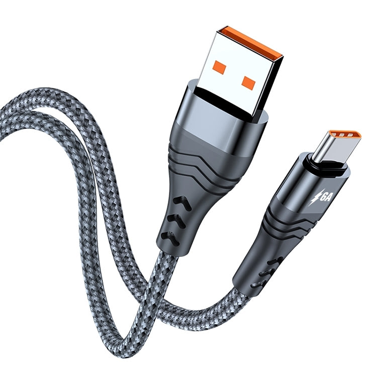 ADC-005 6A USB to USB-C / Type-C Weave Fast Charging Data Cable, Length:3m