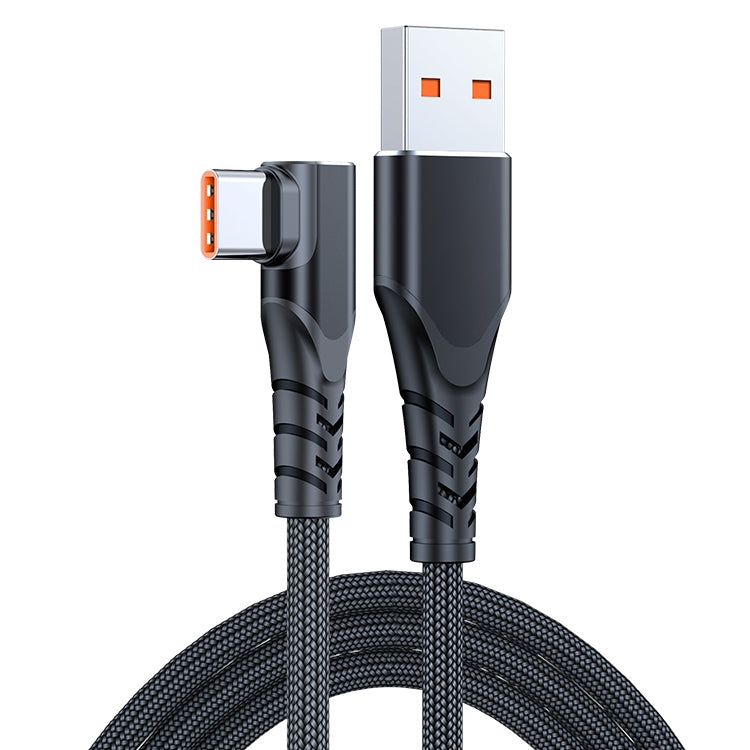 6A 66W USB to USB-C / Type-C Elbow Mobile Phone Game Fast Data Cable, Length:0.5m