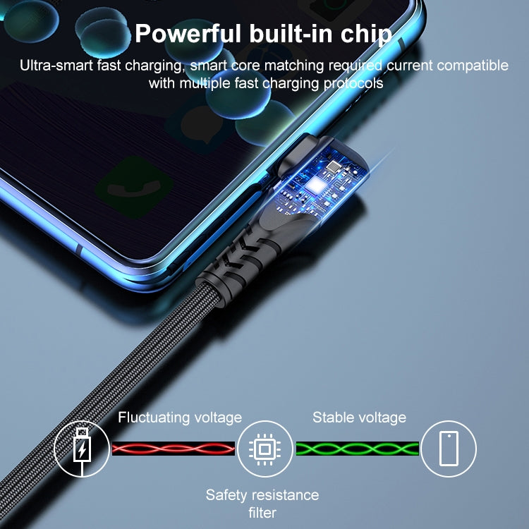 6A 66W USB to USB-C / Type-C Elbow Mobile Phone Game Fast Data Cable, Length:0.5m
