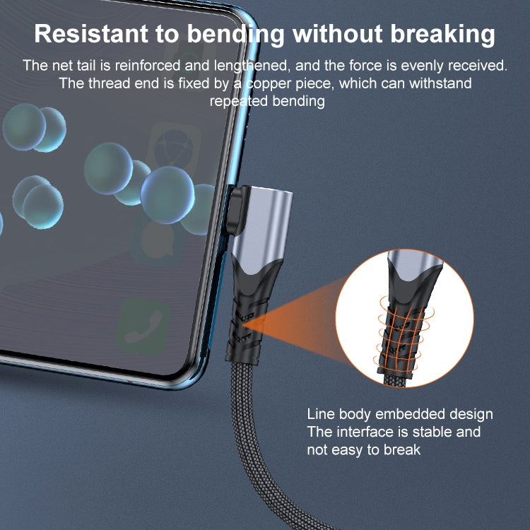 6A 66W USB to USB-C / Type-C Elbow Mobile Phone Game Fast Data Cable, Length:0.5m