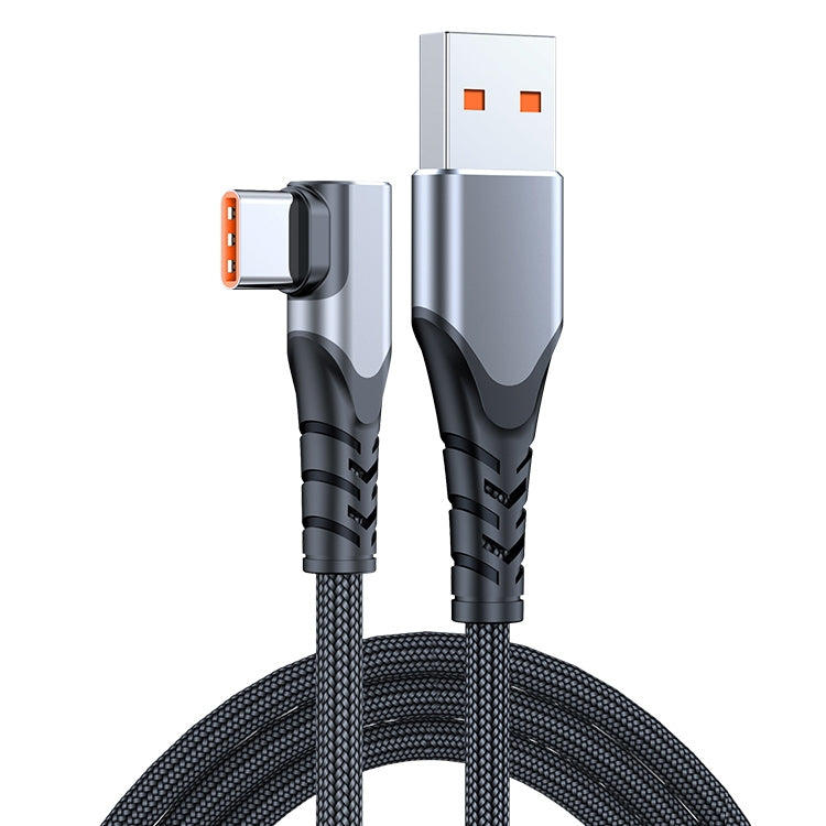 6A 66W USB to USB-C / Type-C Elbow Mobile Phone Game Fast Data Cable, Length:2m