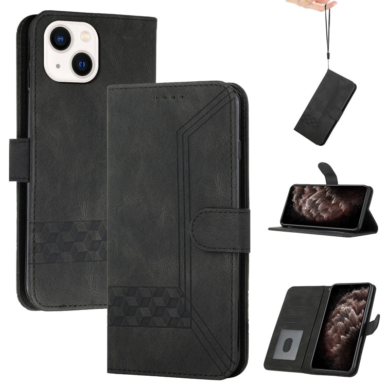 For iPhone 13 Cubic Skin Feel Flip Leather Phone Case