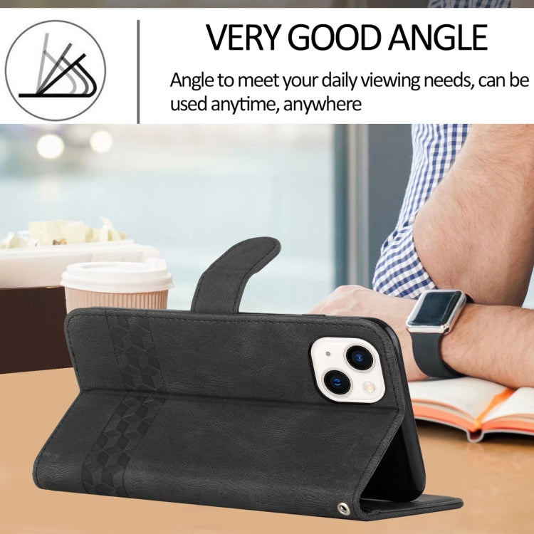 For iPhone 13 Cubic Skin Feel Flip Leather Phone Case