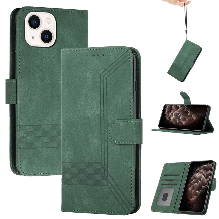 For iPhone 13 Cubic Skin Feel Flip Leather Phone Case