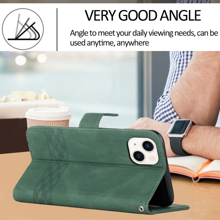 For iPhone 13 Cubic Skin Feel Flip Leather Phone Case