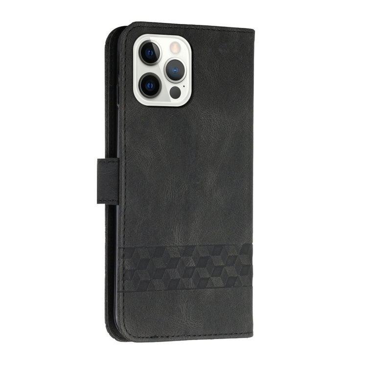 For iPhone 13 Pro Max Cubic Skin Feel Flip Leather Phone Case