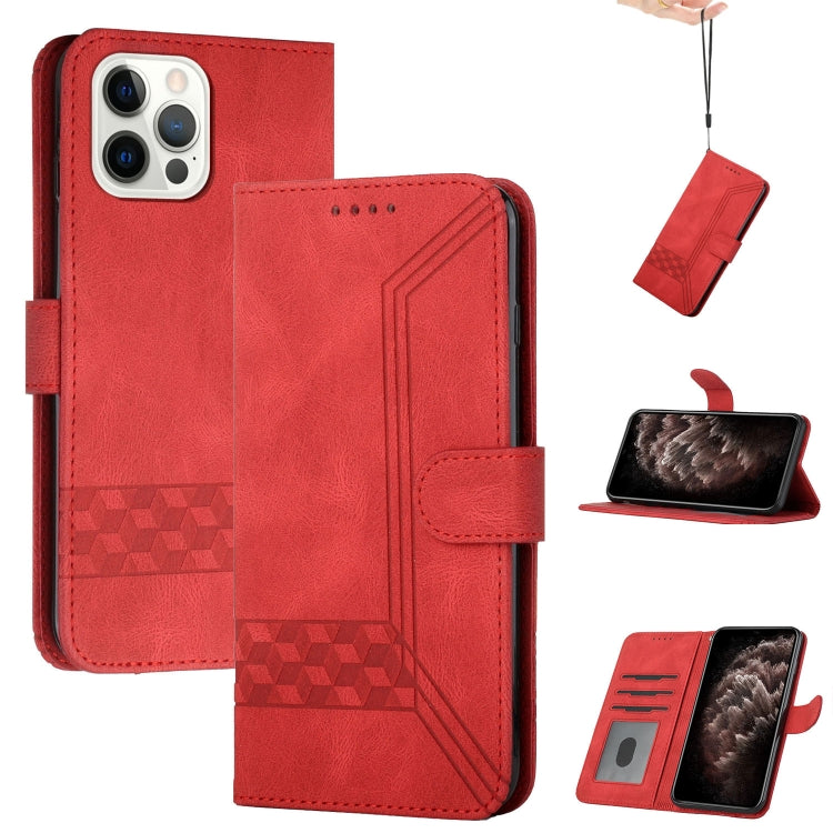 For iPhone 13 Pro Max Cubic Skin Feel Flip Leather Phone Case