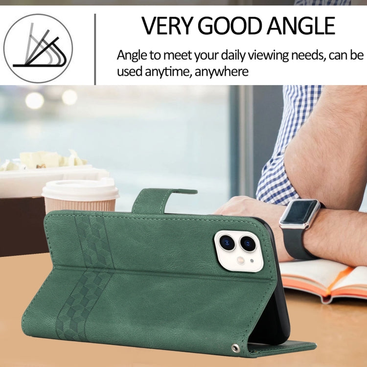 For iPhone 11 Cubic Skin Feel Flip Leather Phone Case