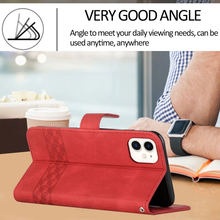 For iPhone 11 Cubic Skin Feel Flip Leather Phone Case