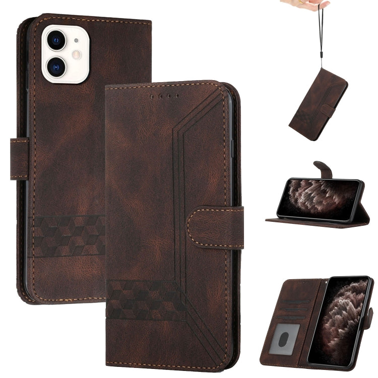 For iPhone 11 Cubic Skin Feel Flip Leather Phone Case