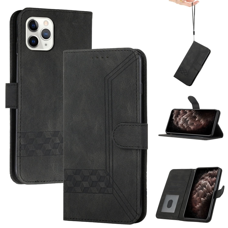 For iPhone 11 Pro Cubic Skin Feel Flip Leather Phone Case