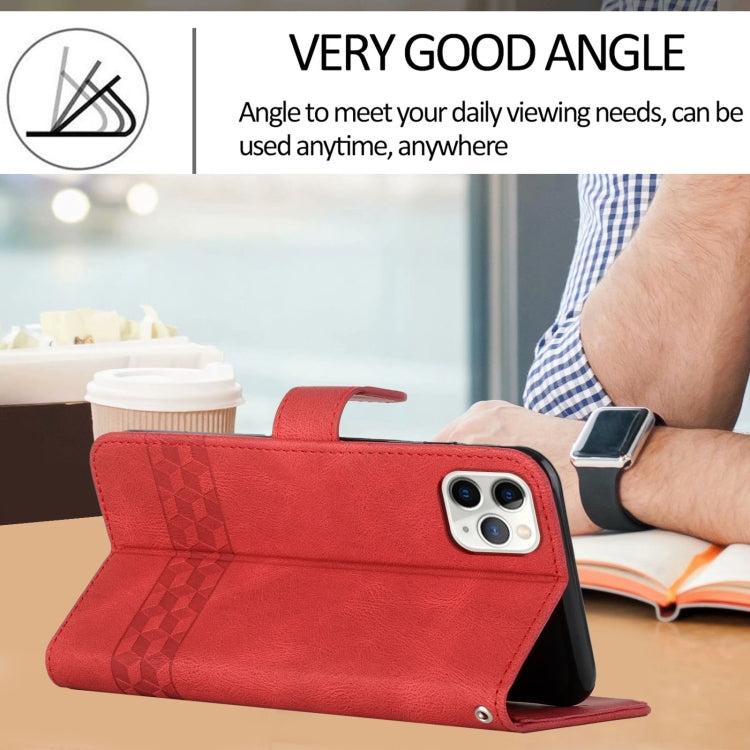 For iPhone 11 Pro Cubic Skin Feel Flip Leather Phone Case