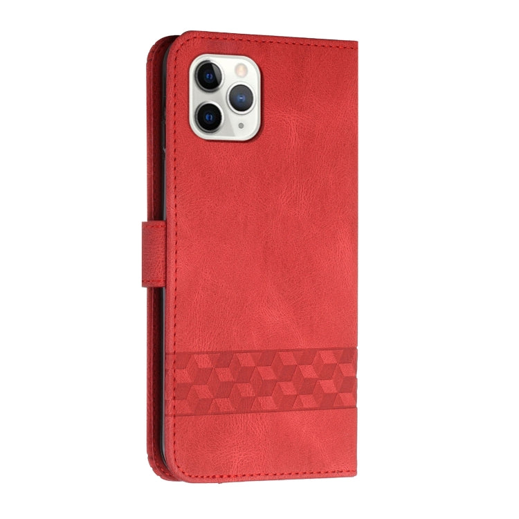 For iPhone 11 Pro Max Cubic Skin Feel Flip Leather Phone Case